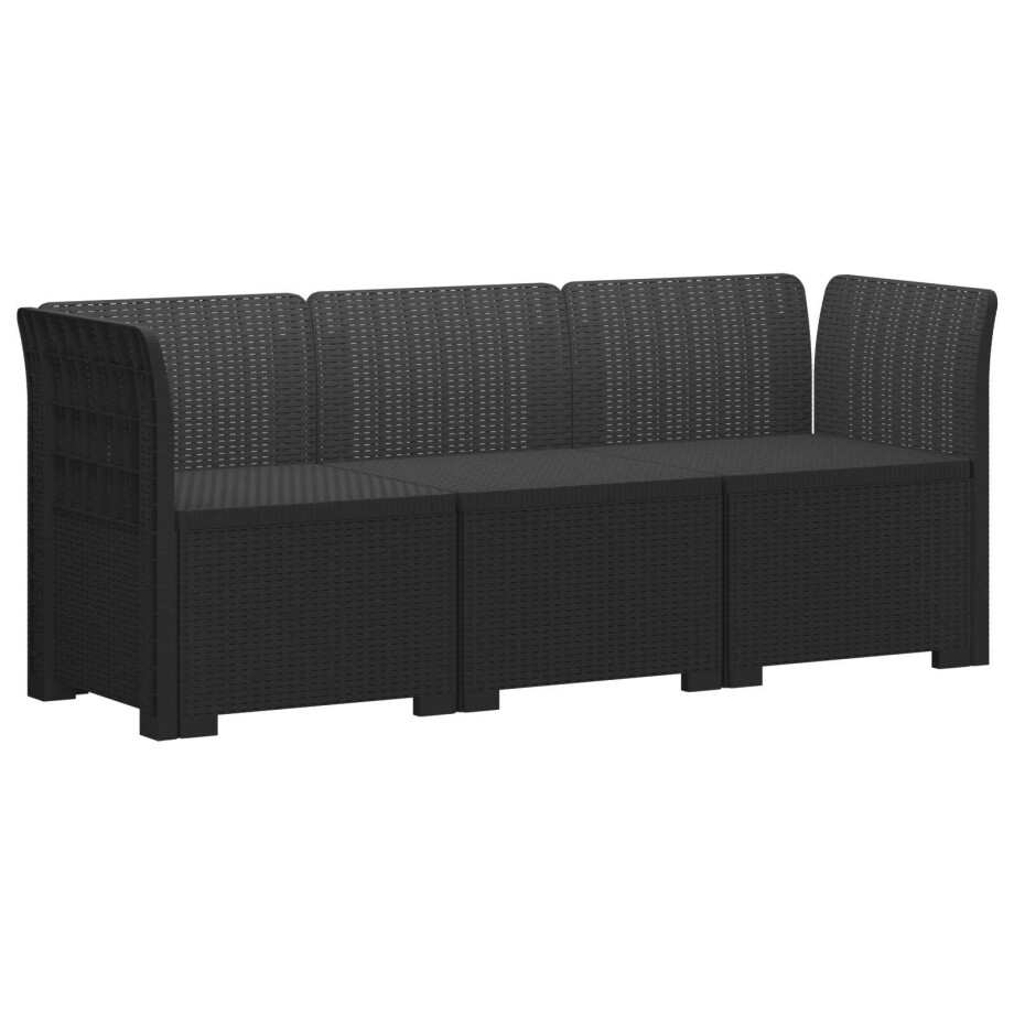vidaXL 3-Zits Tuin Sofa Rattan Look PP Antraciet vidaXL 3-Zits Tuin Sofa Rattan Look PP Antraciet afbeelding 1