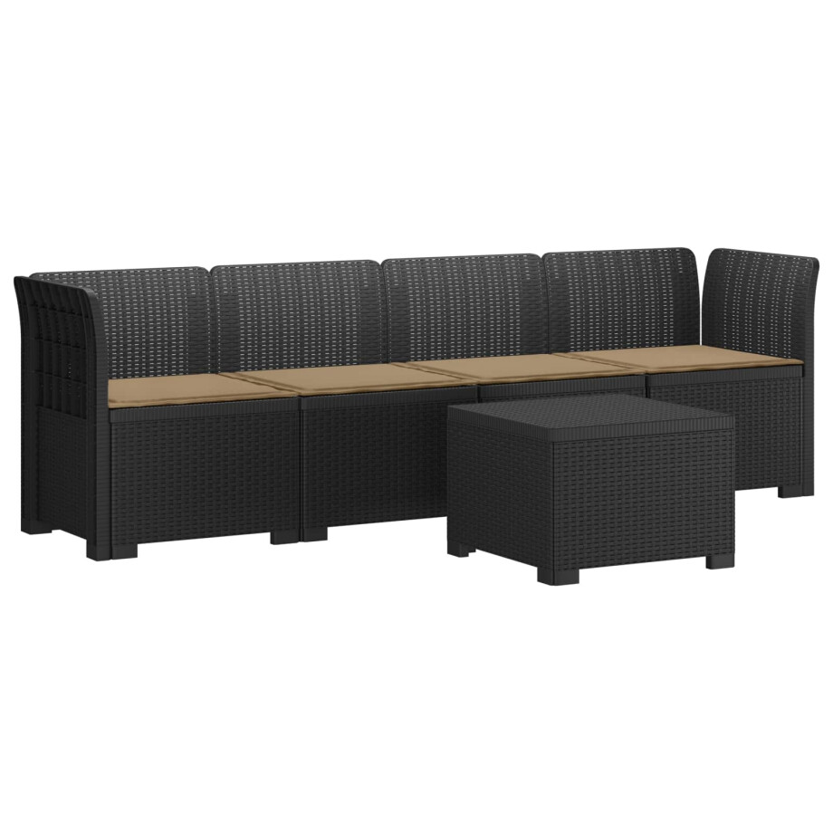 vidaXL 4-Persoons Tuin Sofa met Kussens Rieten Look PP Antraciet vidaXL 4-Persoons Tuin Sofa met Kussens Rieten Look PP Antraciet afbeelding 1