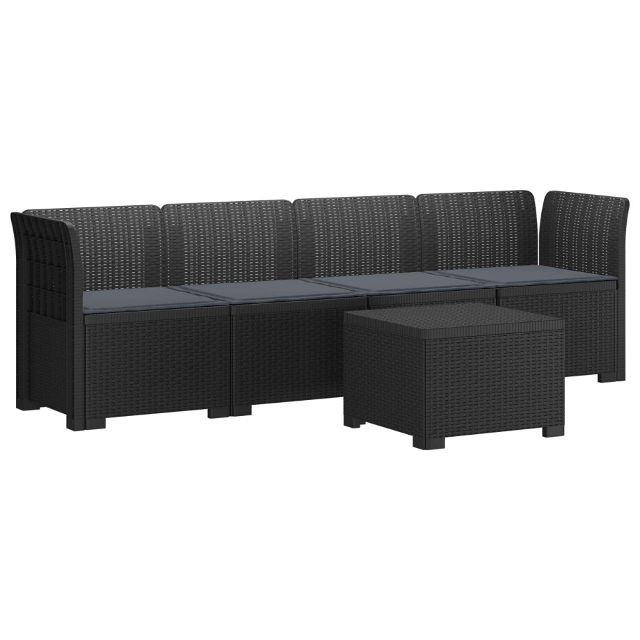 vidaXL 4-Persoons Tuin Sofa met Kussens Rieten Look PP Antraciet vidaXL 4-Persoons Tuin Sofa met Kussens Rieten Look PP Antraciet afbeelding 1