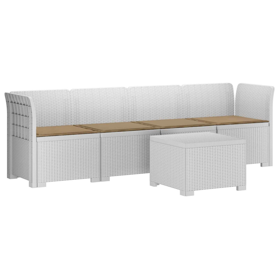 vidaXL 4-Persoons Tuin Sofa met Kussens Rieten Look PP Wit vidaXL 4-Persoons Tuin Sofa met Kussens Rieten Look PP Wit afbeelding 1