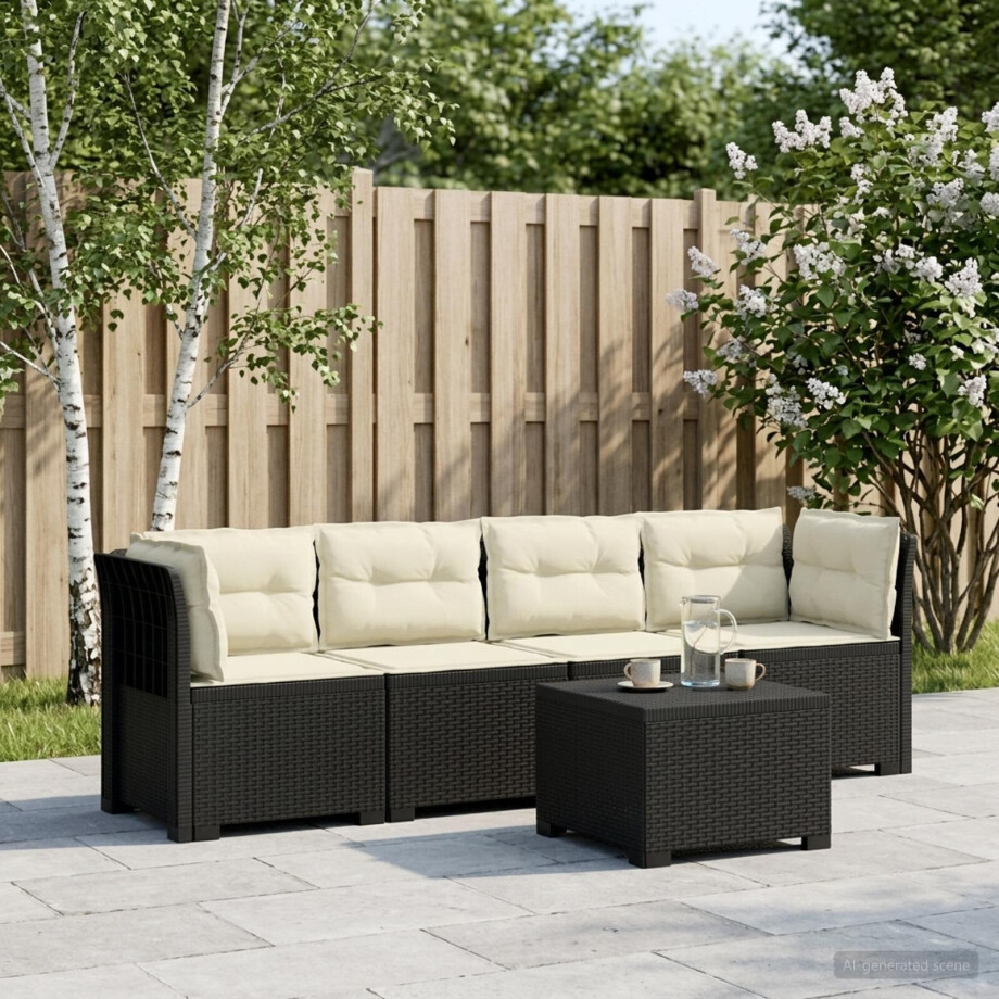 vidaXL 4-Persoons Tuin Sofa met Kussens Rieten Look PP Antraciet vidaXL 4-Persoons Tuin Sofa met Kussens Rieten Look PP Antraciet afbeelding 1
