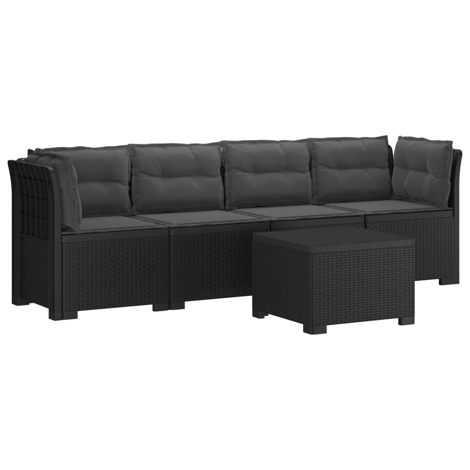 vidaXL 4-Persoons Tuin Sofa met Kussens Rieten Look PP Antraciet vidaXL 4-Persoons Tuin Sofa met Kussens Rieten Look PP Antraciet afbeelding 1