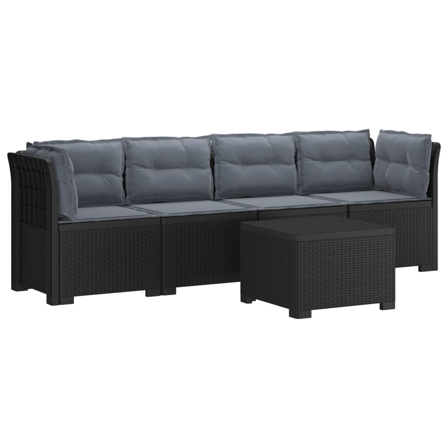 vidaXL 4-Persoons Tuin Sofa met Kussens Rieten Look PP Antraciet vidaXL 4-Persoons Tuin Sofa met Kussens Rieten Look PP Antraciet afbeelding 1