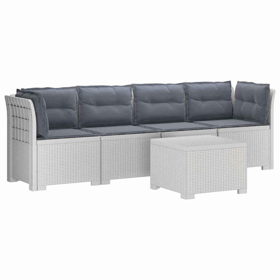 vidaXL 4-Persoons Tuin Sofa met Kussens Rieten Look PP Wit vidaXL 4-Persoons Tuin Sofa met Kussens Rieten Look PP Wit afbeelding 1