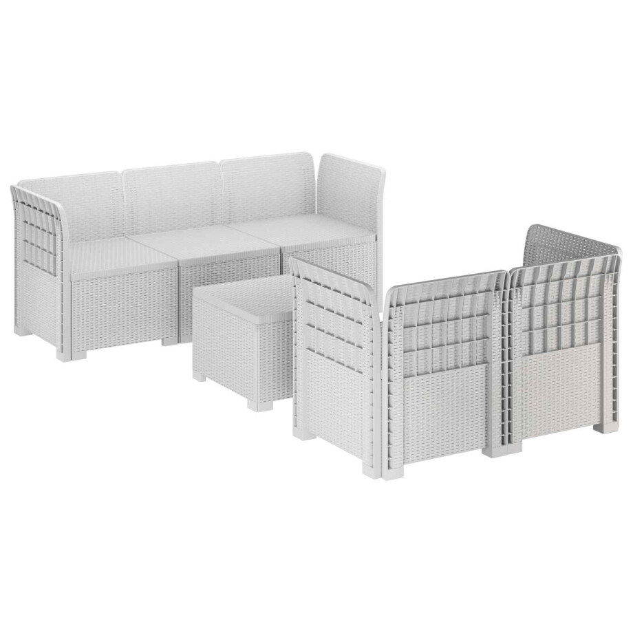 vidaXL 5-Zits Tuin Sofa Rattan Look PP Wit afbeelding 1
