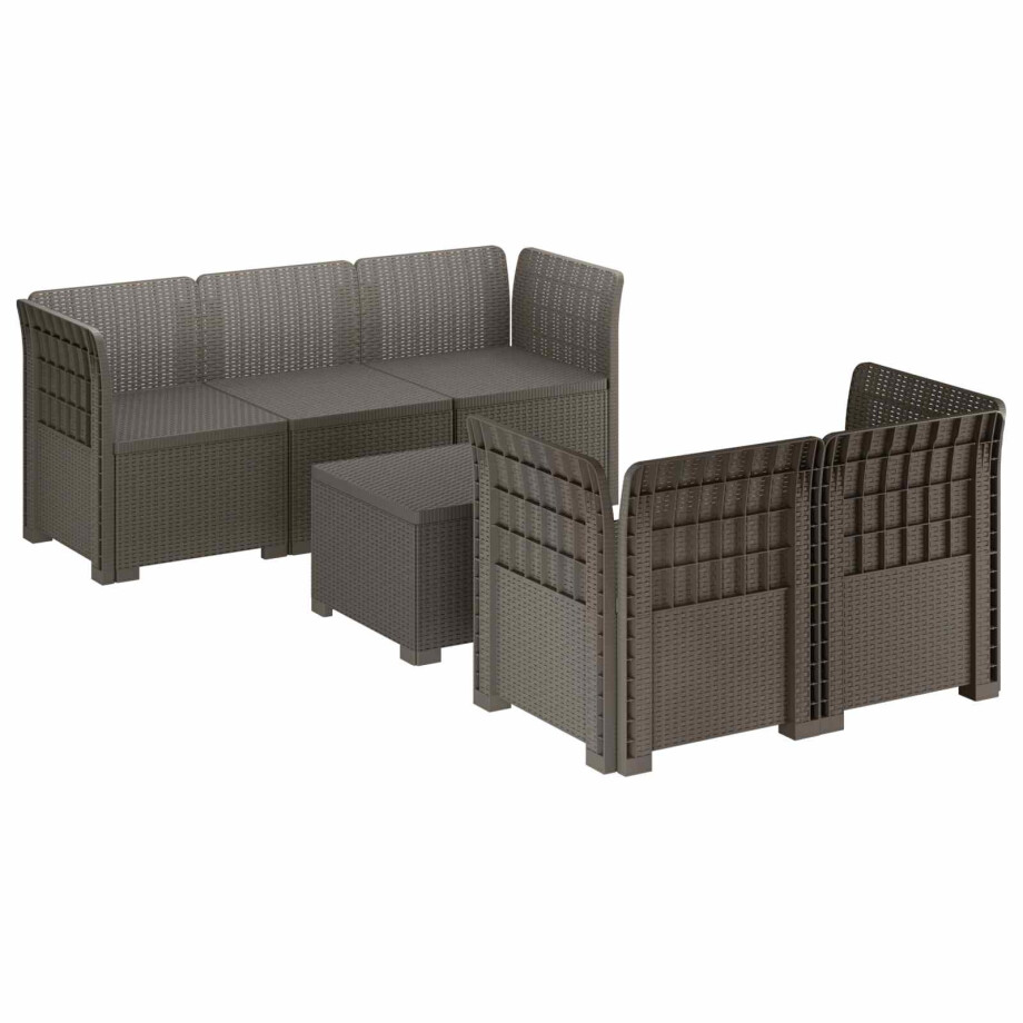 vidaXL 5-Zits Tuin Sofa Rattan Look PP Lichtgrijs vidaXL 5-Zits Tuin Sofa Rattan Look PP Lichtgrijs afbeelding 1