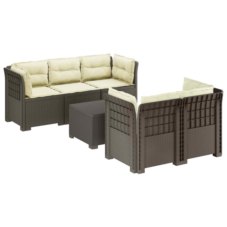 vidaXL 5-Zits Tuin Sofa met Kussens Rattan Look PP Lichtgrijs vidaXL 5-Zits Tuin Sofa met Kussens Rattan Look PP Lichtgrijs afbeelding 1