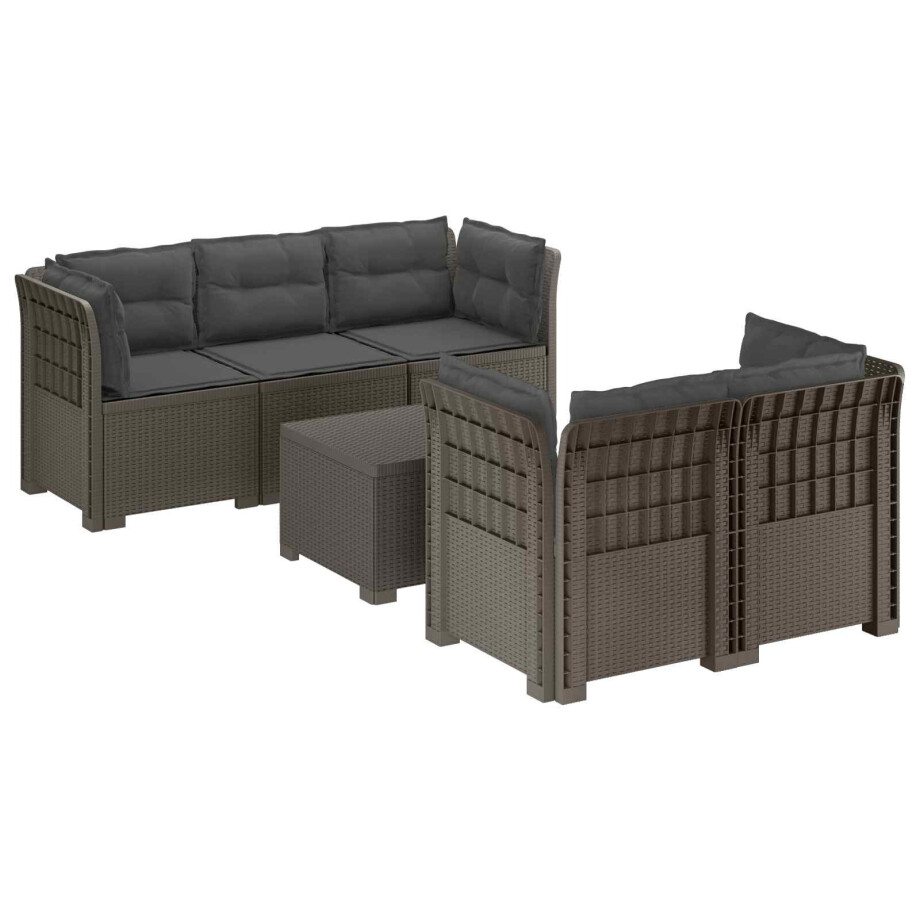 vidaXL 5-Zits Tuin Sofa met Kussens Rattan Look PP Lichtgrijs afbeelding 1