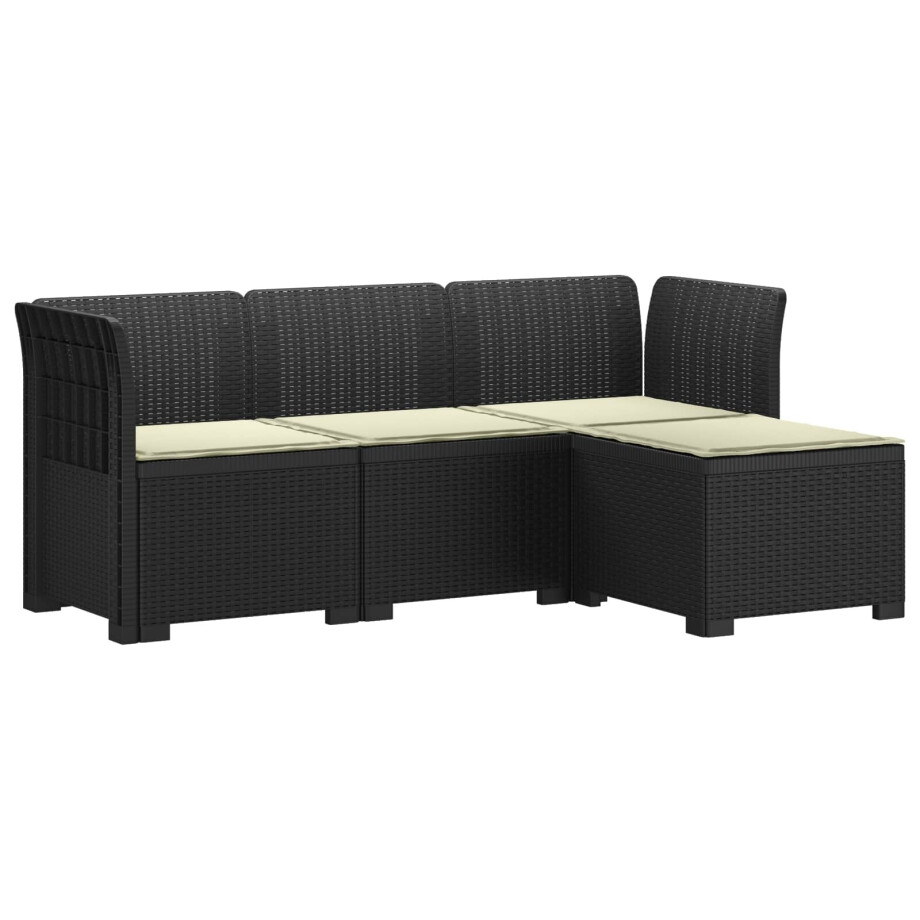 vidaXL 4-Persoons Tuinbank met Kussens Rieten Look PP Antraciet vidaXL 4-Persoons Tuinbank met Kussens Rieten Look PP Antraciet afbeelding 1