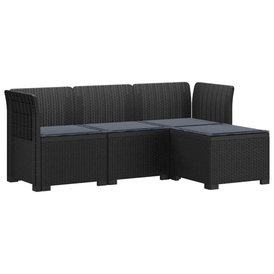 vidaXL 4-Persoons Tuinbank met Kussens Rieten Look PP Antraciet afbeelding 1