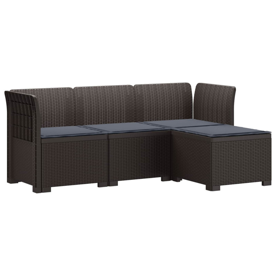 vidaXL 4-Persoons Tuinbank met Kussens Rieten Look PP Bruin afbeelding 1