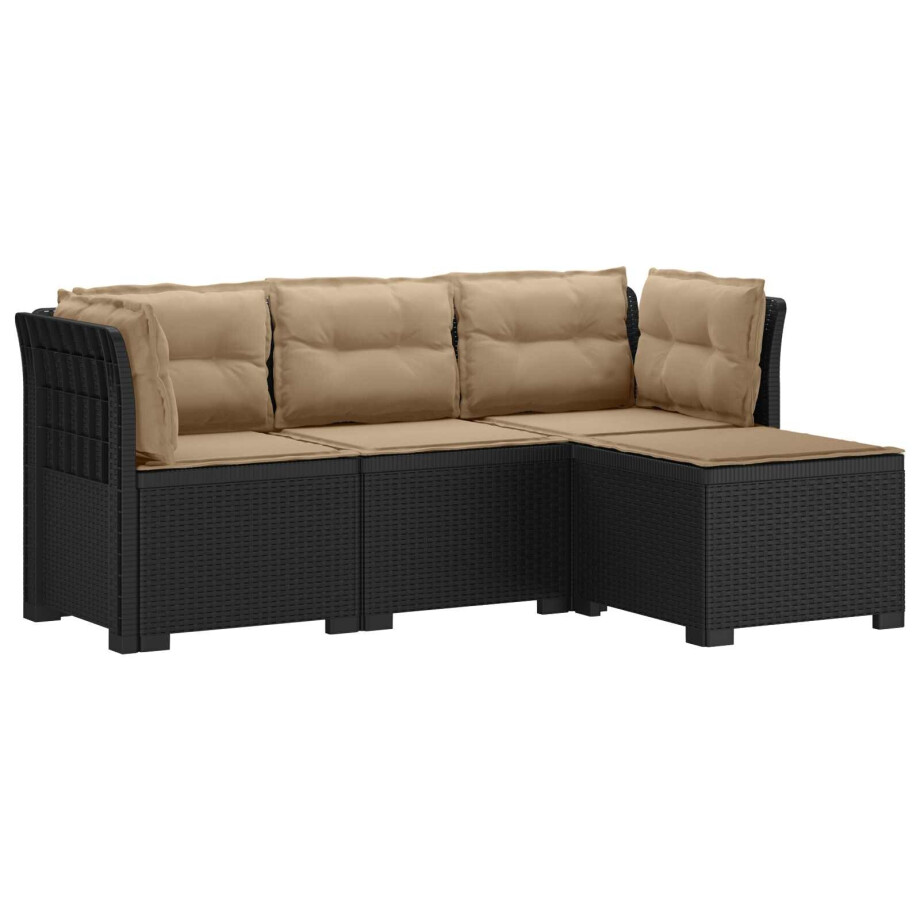 vidaXL 4-Persoons Tuinbank met Kussens Rieten Look PP Antraciet vidaXL 4-Persoons Tuinbank met Kussens Rieten Look PP Antraciet afbeelding 1