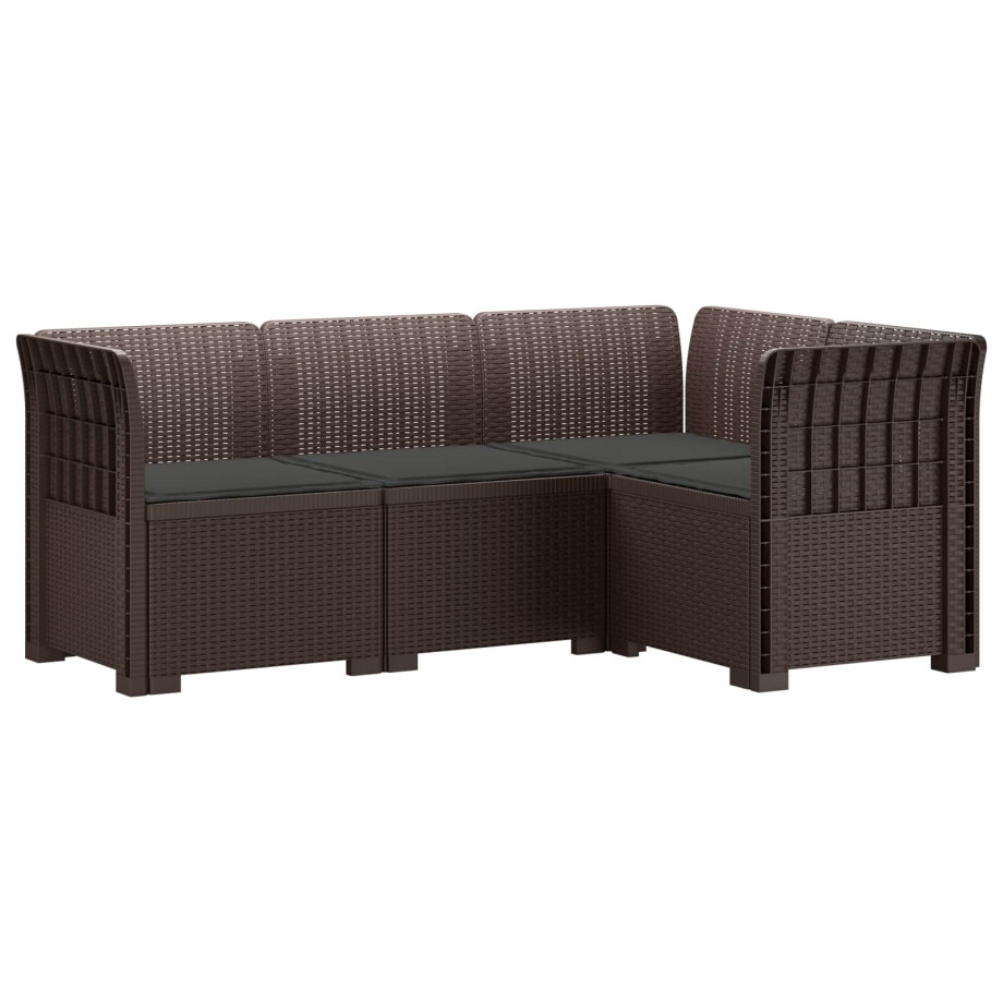 vidaXL 4-Zits Tuin Sofa met Kussens Rattan Look PP Bruin vidaXL 4-Zits Tuin Sofa met Kussens Rattan Look PP Bruin afbeelding 1