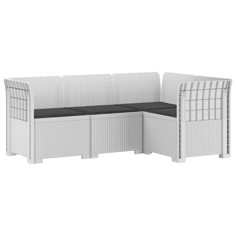vidaXL 4-Zits Tuin Sofa met Kussens Rattan Look PP Wit vidaXL 4-Zits Tuin Sofa met Kussens Rattan Look PP Wit afbeelding 1