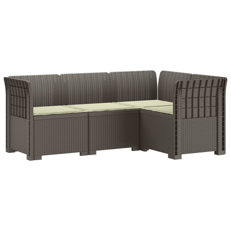 vidaXL 4-Zits Tuin Sofa met Kussens Rattan Look PP Lichtgrijs afbeelding 1