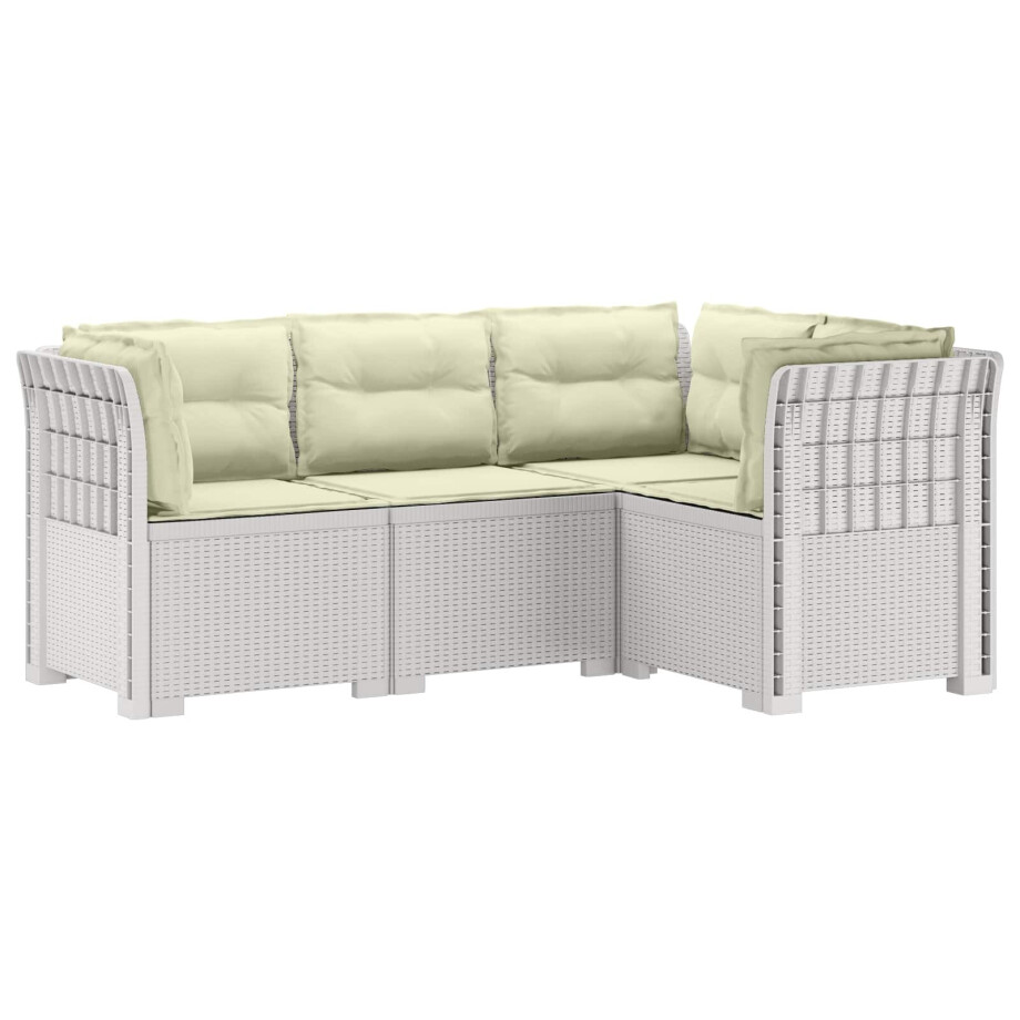 vidaXL 4-Zits Tuin Sofa met Kussens Rattan Look PP Wit afbeelding 1