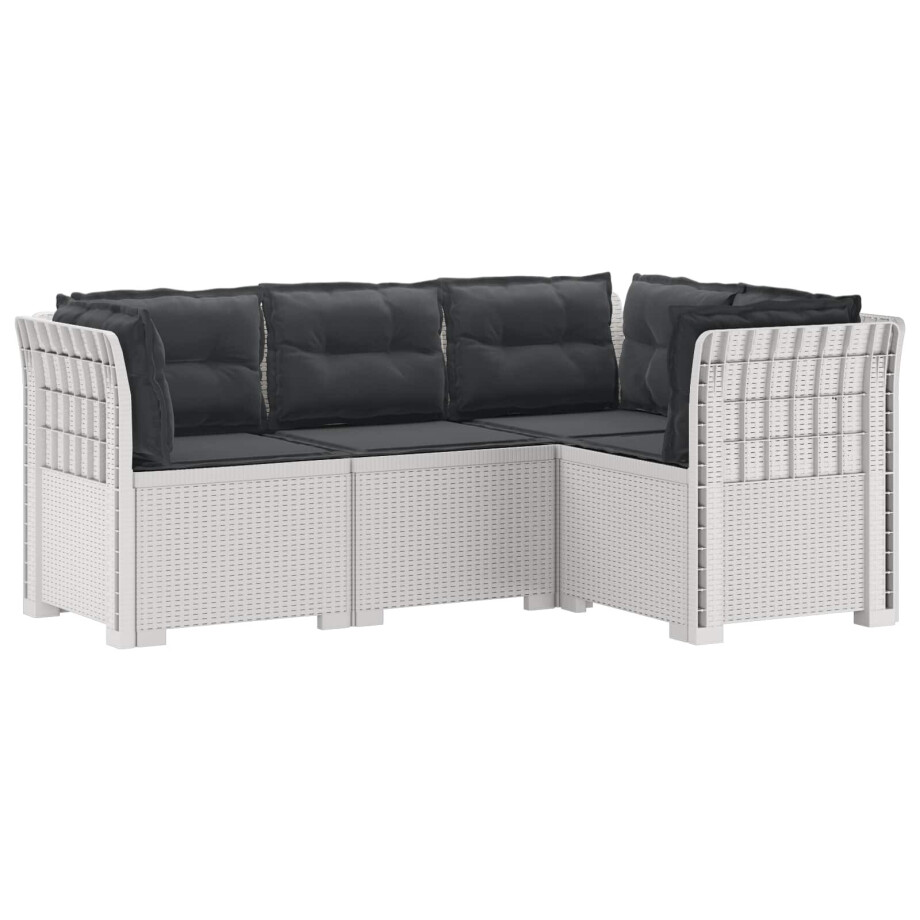 vidaXL 4-Zits Tuin Sofa met Kussens Rattan Look PP Wit afbeelding 1