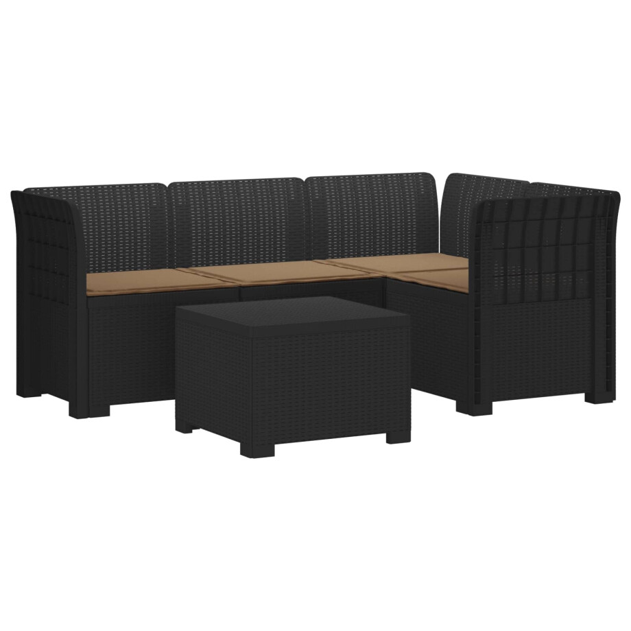 vidaXL 4-Persoons Tuinbank met Kussens Rieten Look PP Antraciet vidaXL 4-Persoons Tuinbank met Kussens Rieten Look PP Antraciet afbeelding 1