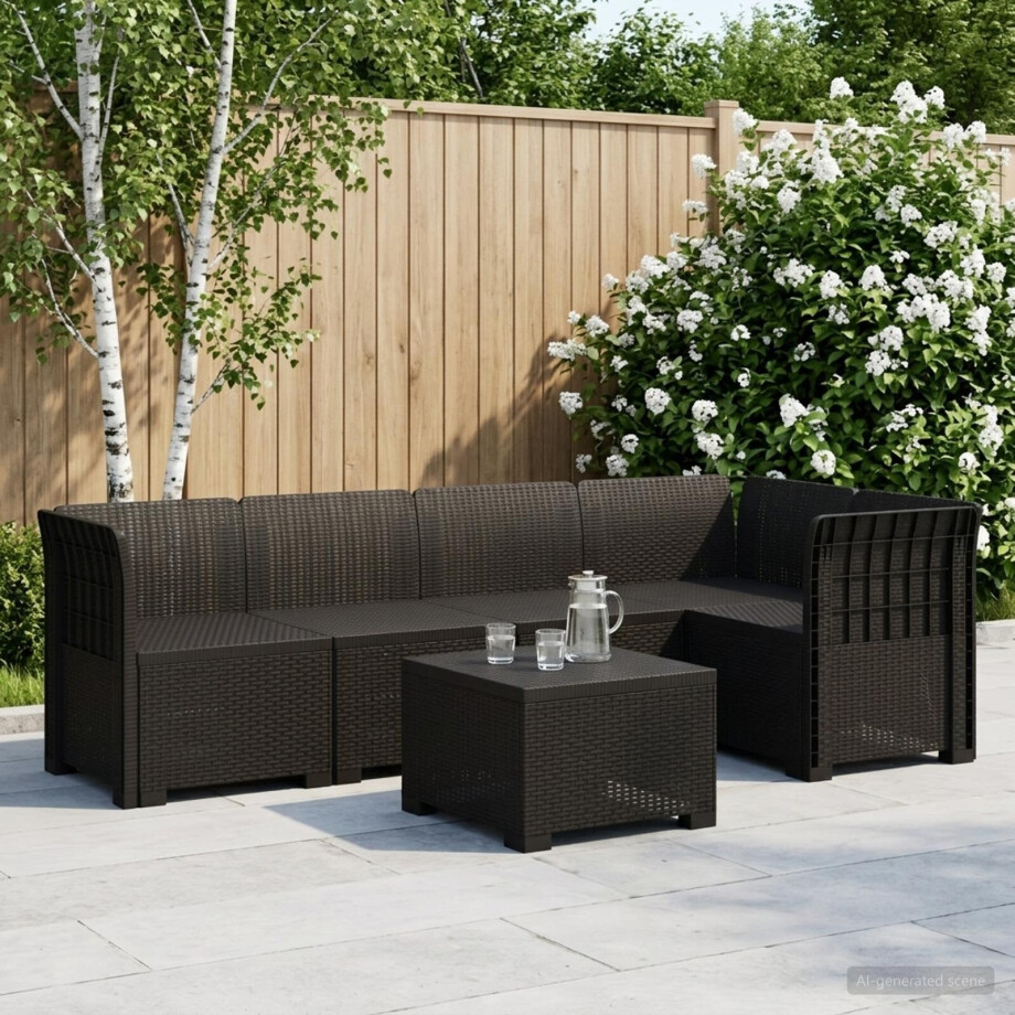 vidaXL 5-Zits Tuin Sofa Rattan Look PP Antraciet vidaXL 5-Zits Tuin Sofa Rattan Look PP Antraciet afbeelding 1
