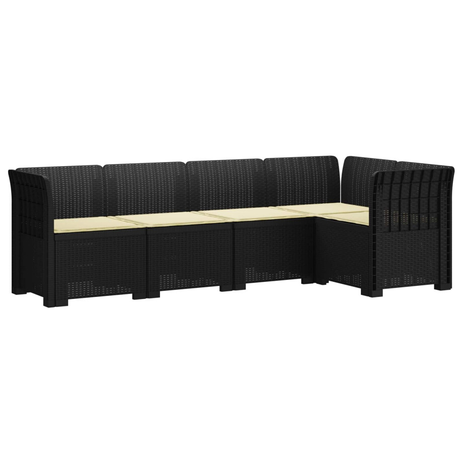 vidaXL 5-Zits Tuin Sofa met Kussens Rattan Look PP Antraciet vidaXL 5-Zits Tuin Sofa met Kussens Rattan Look PP Antraciet afbeelding 1