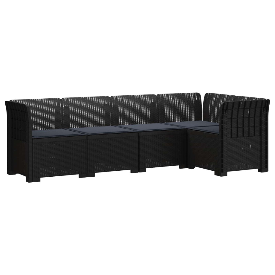 vidaXL 5-Zits Tuin Sofa met Kussens Rattan Look PP Antraciet vidaXL 5-Zits Tuin Sofa met Kussens Rattan Look PP Antraciet afbeelding 1