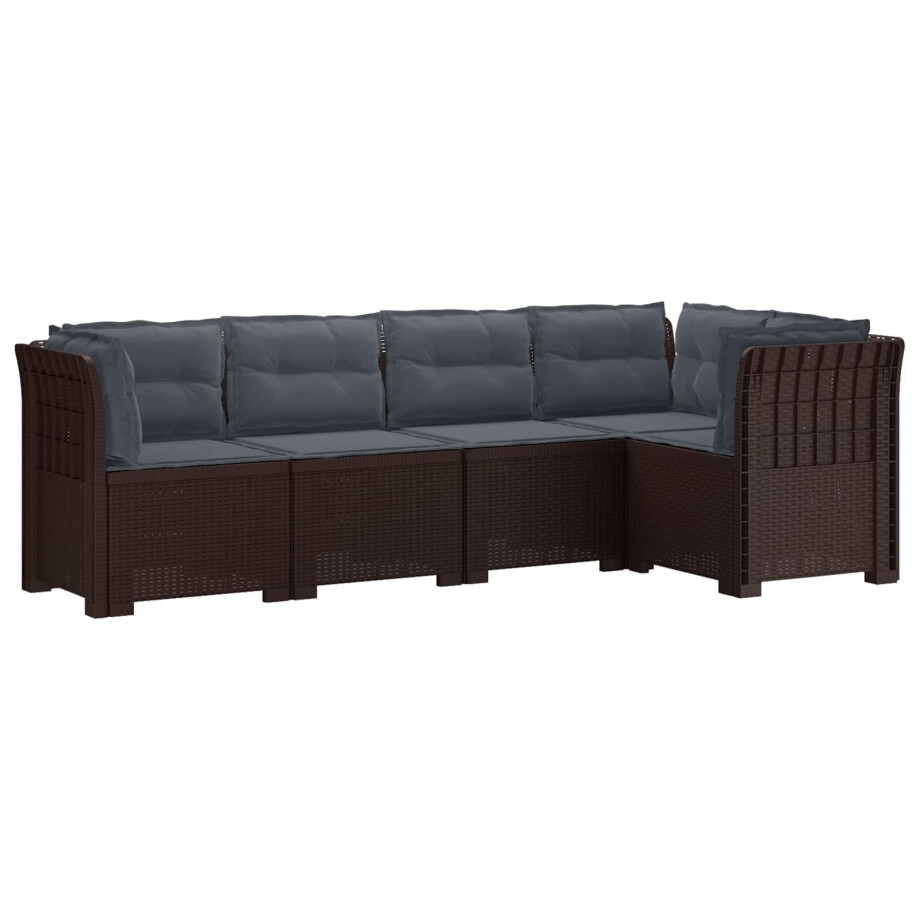 vidaXL 5-Zits Tuin Sofa met Kussens Rattan Look PP Bruin vidaXL 5-Zits Tuin Sofa met Kussens Rattan Look PP Bruin afbeelding 1