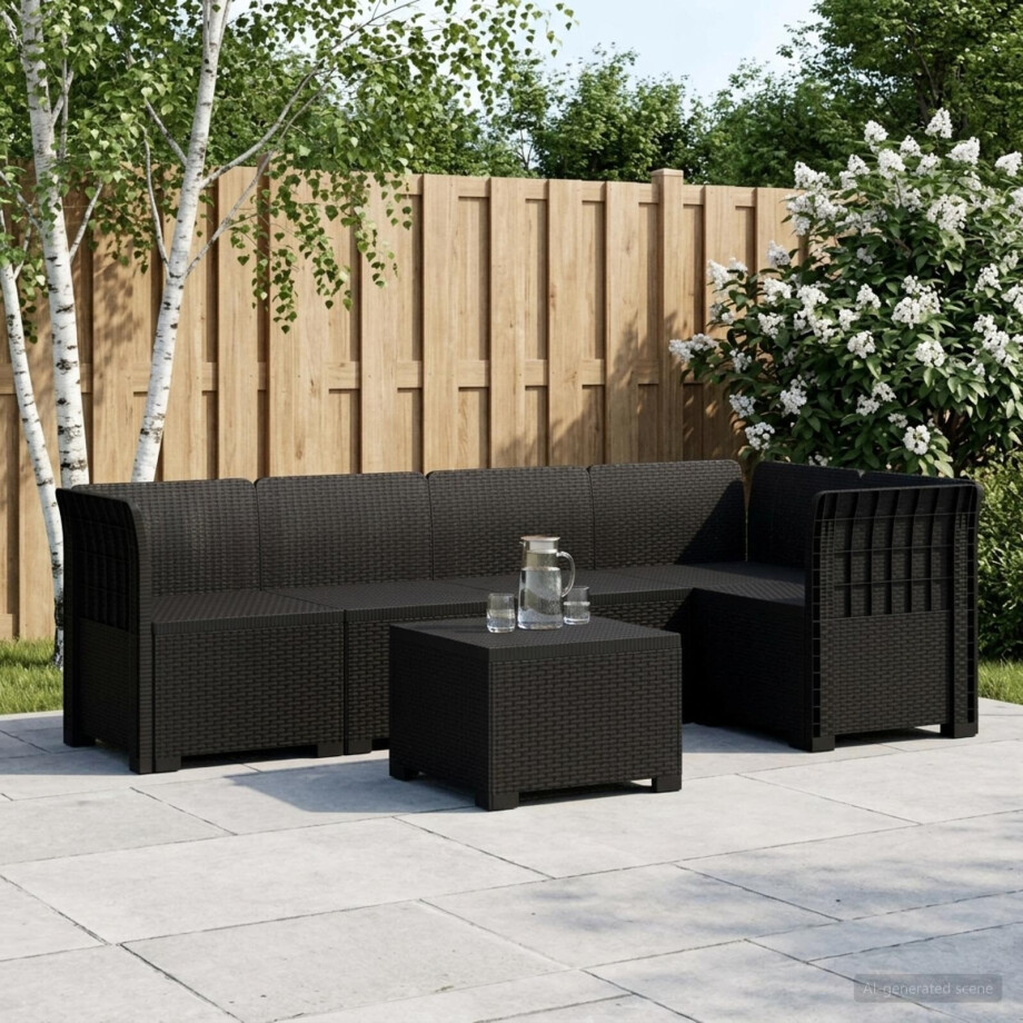 vidaXL 5-Zits Tuin Sofa Rattan Look PP Antraciet vidaXL 5-Zits Tuin Sofa Rattan Look PP Antraciet afbeelding 1