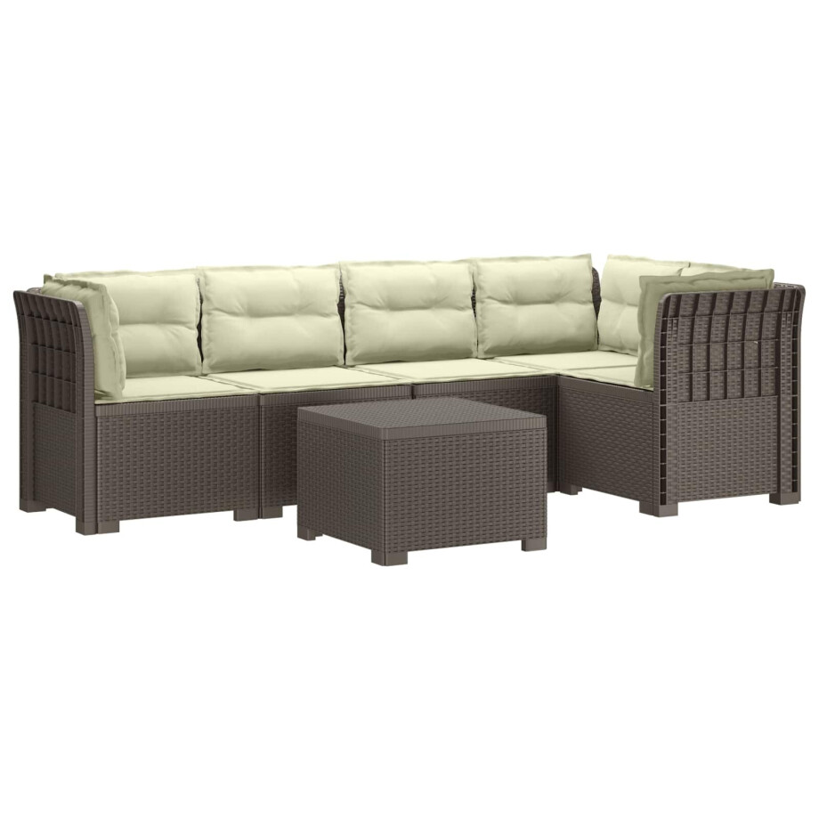vidaXL 5-Zits Tuin Sofa met Kussens Rattan Look PP Lichtgrijs vidaXL 5-Zits Tuin Sofa met Kussens Rattan Look PP Lichtgrijs afbeelding 1