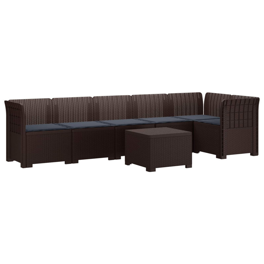 vidaXL 6-Zits Tuin Sofa met Kussens Rattan Look PP Bruin vidaXL 6-Zits Tuin Sofa met Kussens Rattan Look PP Bruin afbeelding 1
