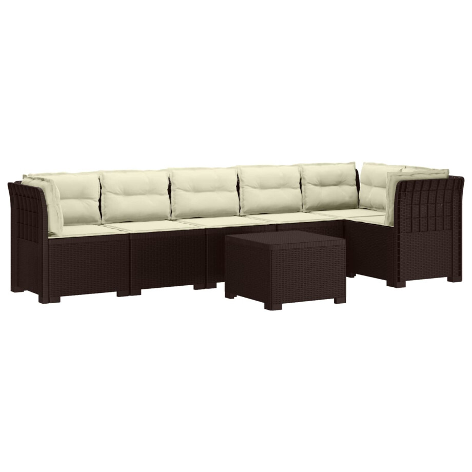vidaXL 6-Zits Tuin Sofa met Kussens Rattan Look PP Bruin vidaXL 6-Zits Tuin Sofa met Kussens Rattan Look PP Bruin afbeelding 1