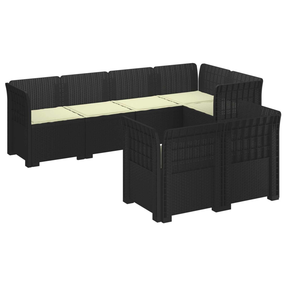 vidaXL 7-Persoons Tuinbank met Kussens Rieten Look PP Antraciet vidaXL 7-Persoons Tuinbank met Kussens Rieten Look PP Antraciet afbeelding 1