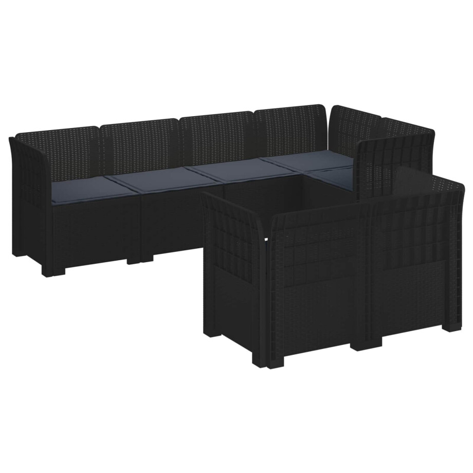 vidaXL 7-Persoons Tuinbank met Kussens Rieten Look PP Antraciet vidaXL 7-Persoons Tuinbank met Kussens Rieten Look PP Antraciet afbeelding 1