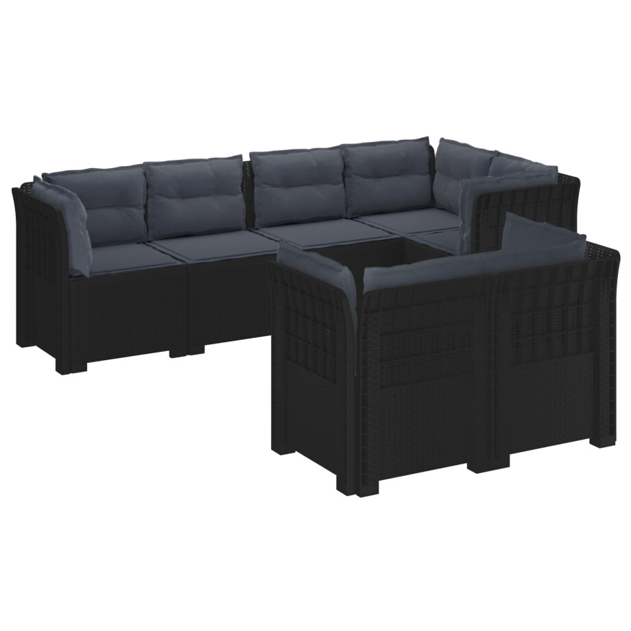 vidaXL 7-Persoons Tuinbank met Kussens Rieten Look PP Antraciet vidaXL 7-Persoons Tuinbank met Kussens Rieten Look PP Antraciet afbeelding 1