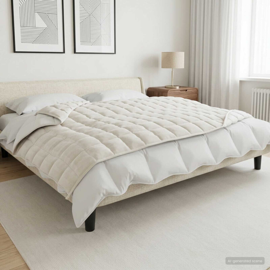 vidaXL Verzwaringsdeken Wit 140 x 200 cm 10 kg 100% Katoen 205T afbeelding 1