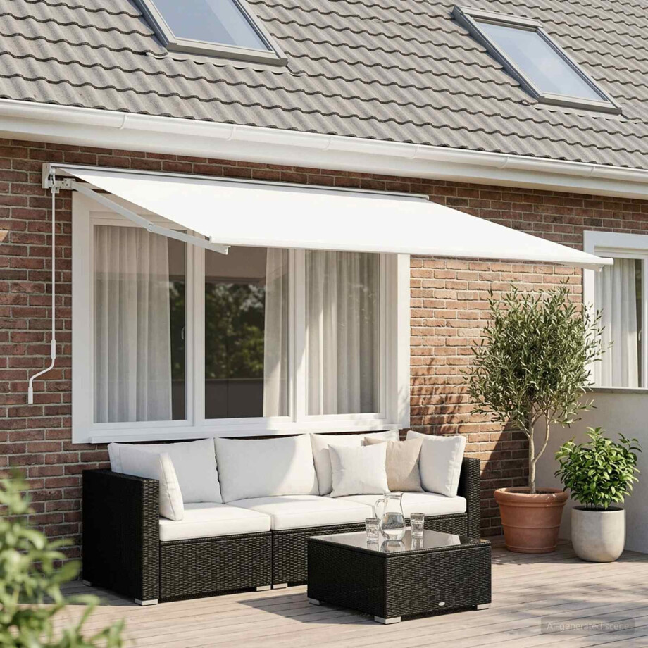 vidaXL Vervangingsdoek voor zonnescherm Wit 600 × 300 cm Polyester afbeelding 1