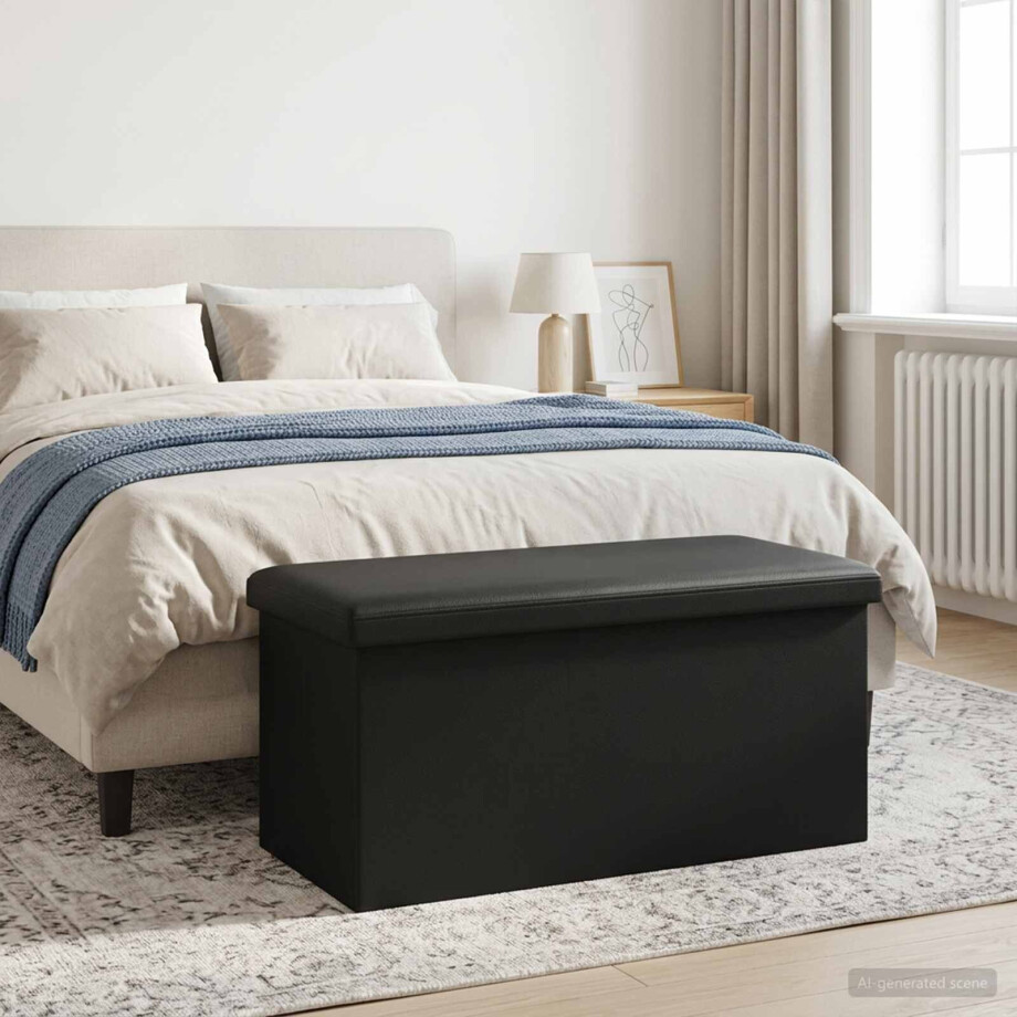 vidaXL Vouwbare Opbergbank Zwart 180 kg 80 L 77 x 38 x 38 cm PVC afbeelding 1