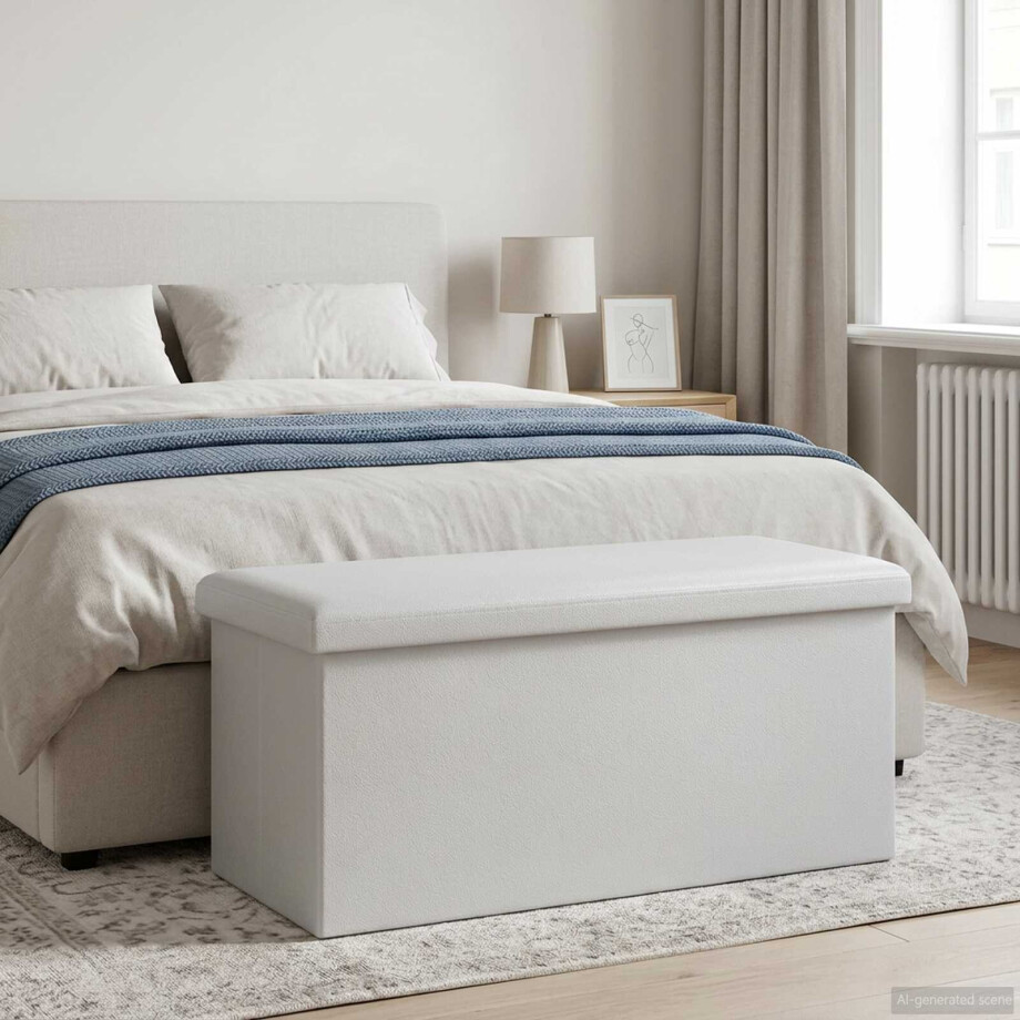 vidaXL Vouwbare Opbergbank Wit 180 kg 80 L 77 x 38 x 38 cm PVC afbeelding 1