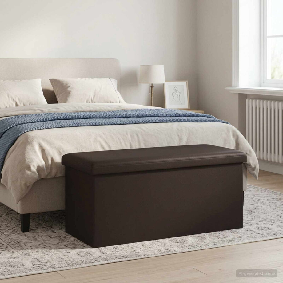 vidaXL Vouwbare Opbergbank Bruin 180 kg 80 L 77 x 38 x 38 cm PVC afbeelding 1