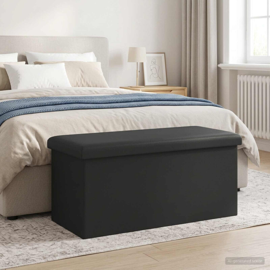 vidaXL Vouwbare Opbergbank Grijs 180 kg 80 L 77 x 38 x 38 cm PVC afbeelding 1