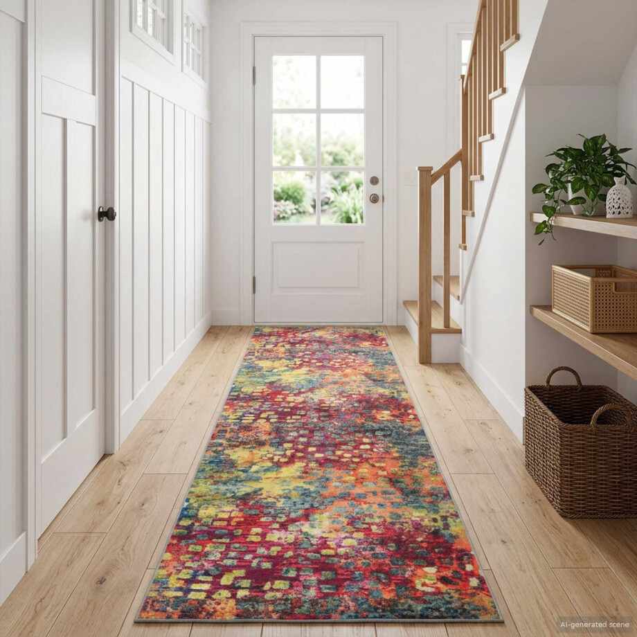 vidaXL Vloerkleedloper LESAKA kleurrijk 100 x 300 cm Diamantvelours vidaXL Vloerkleedloper LESAKA kleurrijk 100 x 300 cm Diamantvelours afbeelding 1