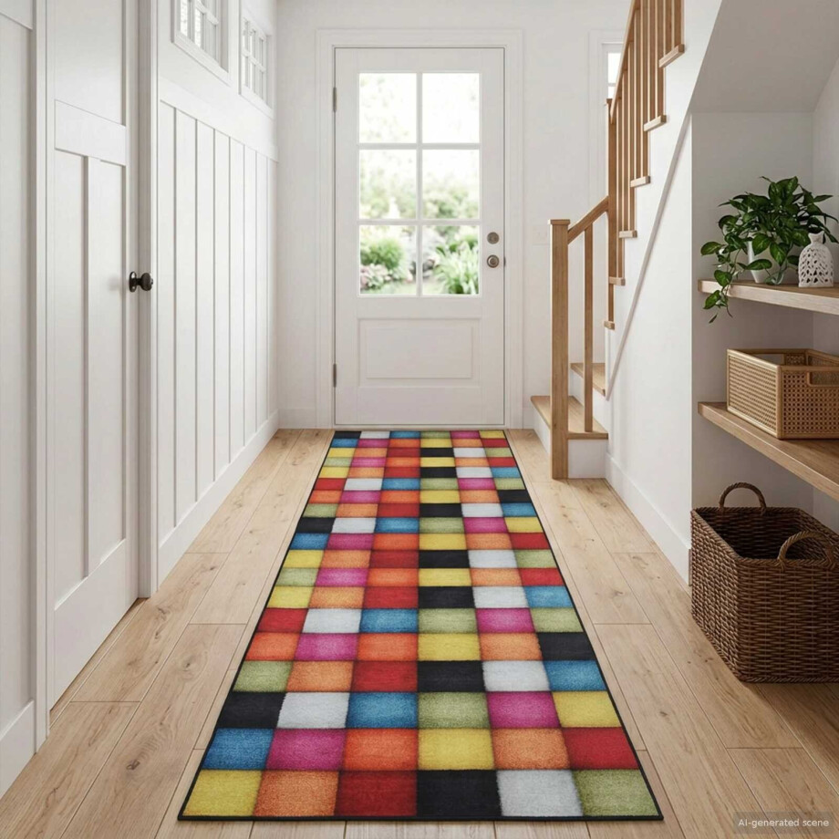 vidaXL Vloerkleedloper LESAKA kleurrijk 100 x 300 cm Diamantvelours vidaXL Vloerkleedloper LESAKA kleurrijk 100 x 300 cm Diamantvelours afbeelding 1