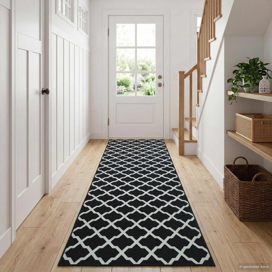 vidaXL Vloerkleedloper LESAKA Zwart en wit 100 x 300 cm Diamantvelours vidaXL Vloerkleedloper LESAKA Zwart en wit 100 x 300 cm Diamantvelours afbeelding 1
