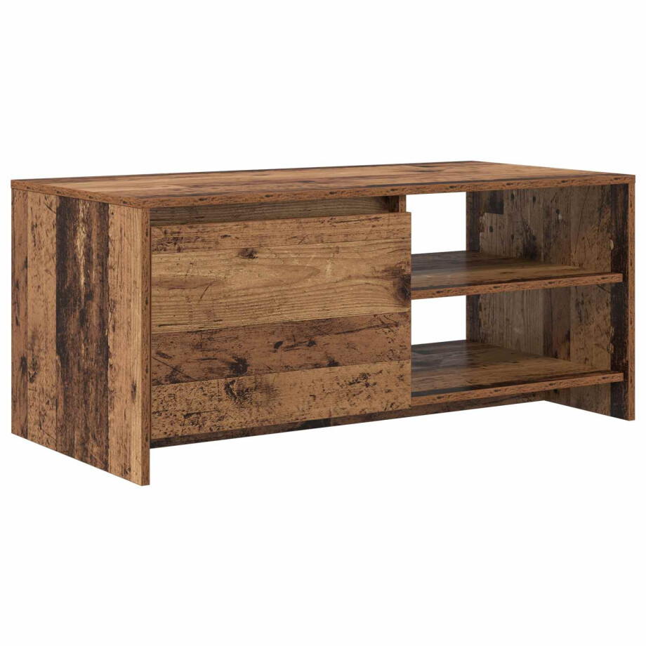 vidaXL Salontafel Eikenhout 102 x 50 x 45 cm Bewerkt hout afbeelding 1
