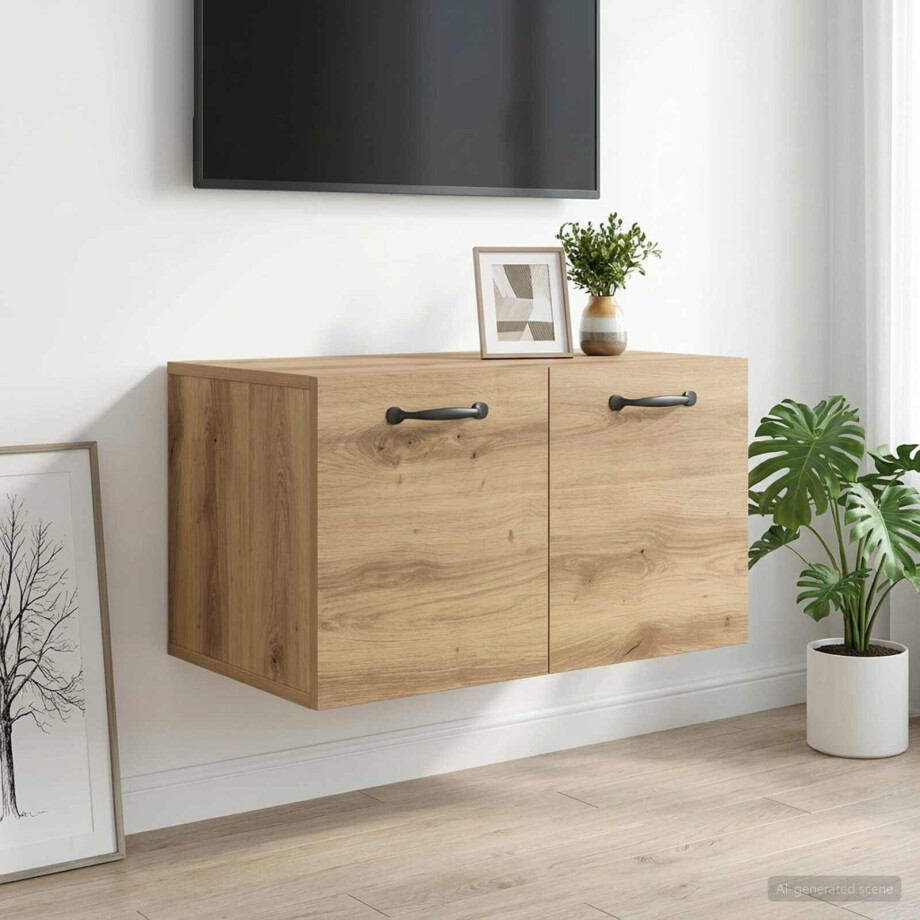 vidaXL Wandkast 60 x 36,5 x 35 cm Bewerkt hout Artisanaal eiken afbeelding 1