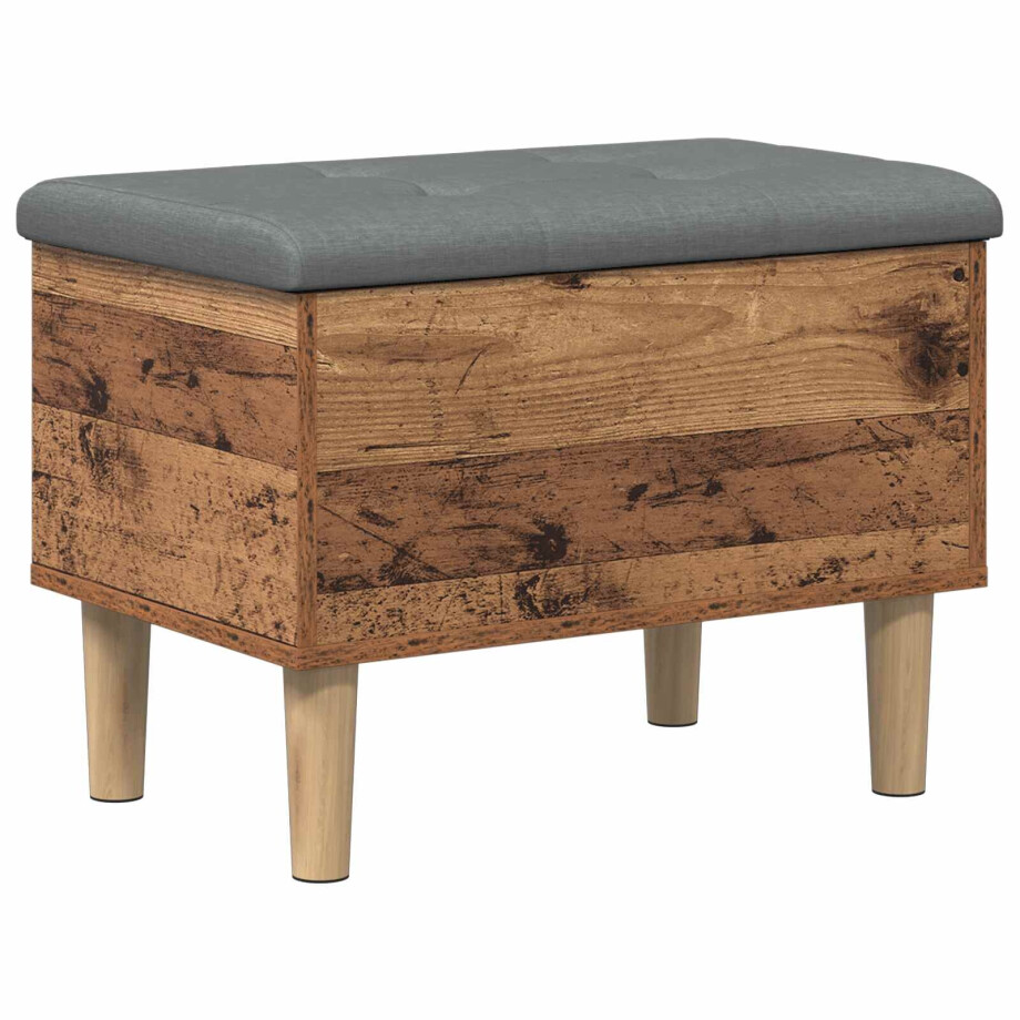 vidaXL Opbergbank met kussen Eikenhout 62 x 42 x 46 cm Bewerkt hout vidaXL Opbergbank met kussen Eikenhout 62 x 42 x 46 cm Bewerkt hout afbeelding 1