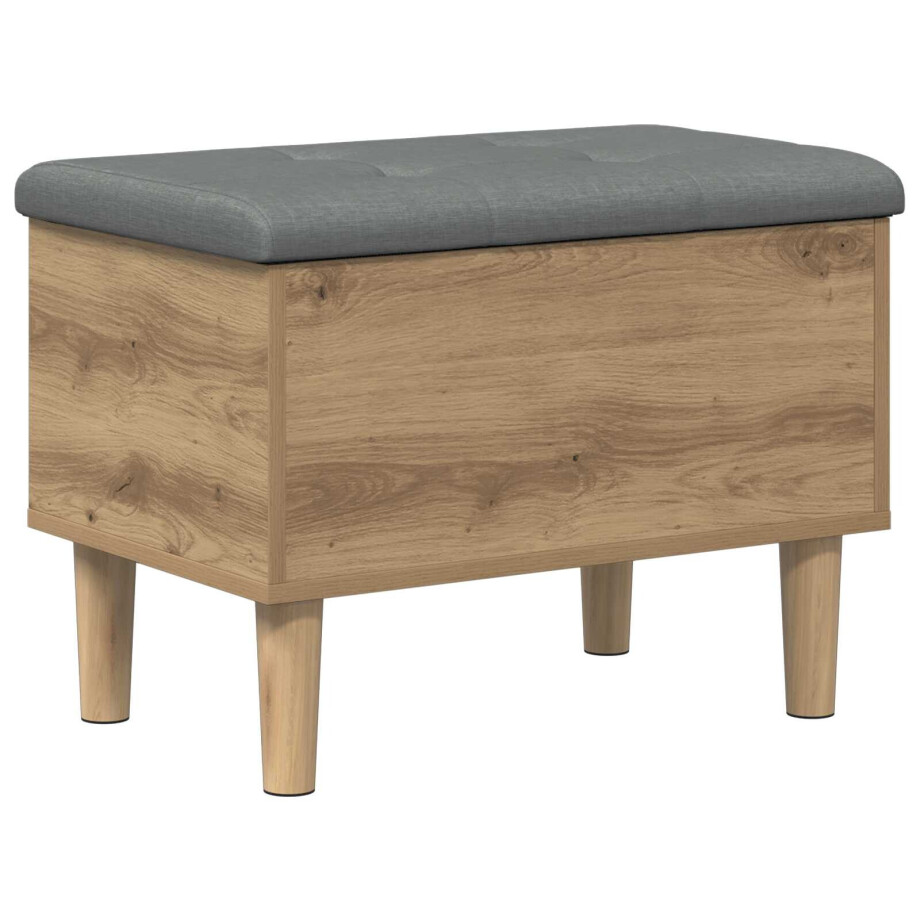 vidaXL Opbergbank met kussen Artisanaal eiken 62 x 42 x 46 cm vidaXL Opbergbank met kussen Artisanaal eiken 62 x 42 x 46 cm afbeelding 1