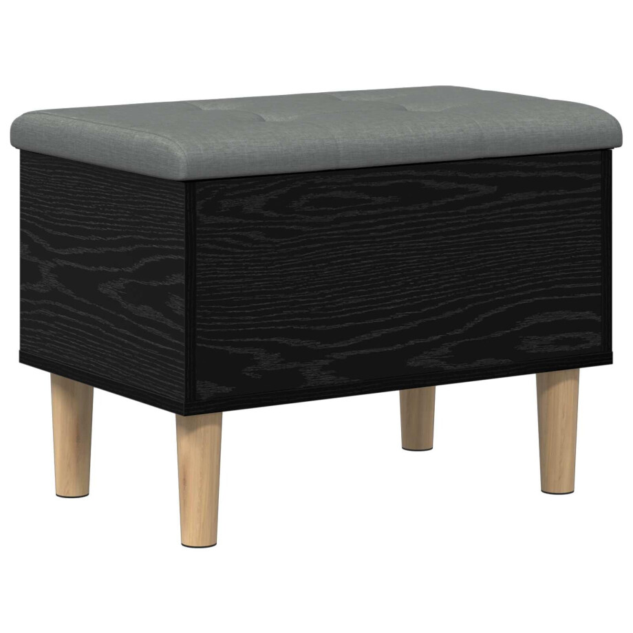 vidaXL Opbergbank met kussen Zwart eiken 62 x 42 x 46 cm Bewerkt hout vidaXL Opbergbank met kussen Zwart eiken 62 x 42 x 46 cm Bewerkt hout afbeelding 1