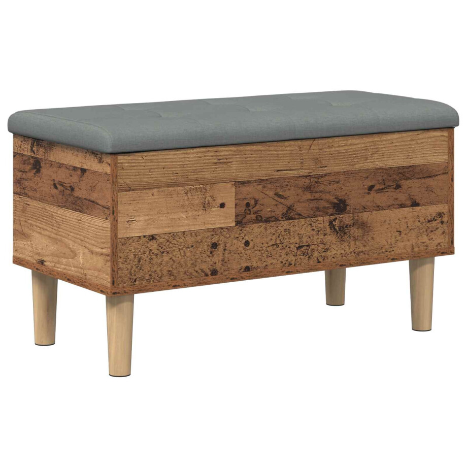vidaXL Opbergbank met kussen Eikenhout 82 x 42 x 46 cm Bewerkt hout vidaXL Opbergbank met kussen Eikenhout 82 x 42 x 46 cm Bewerkt hout afbeelding 1