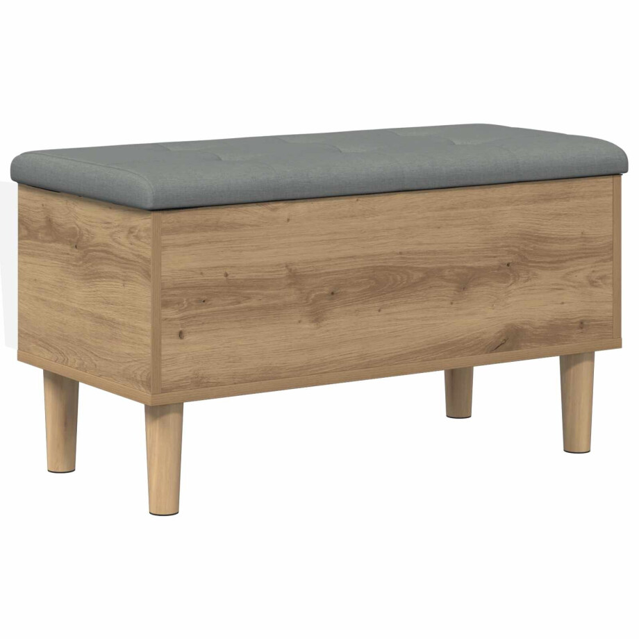 vidaXL Opbergbank met kussen Artisanaal eiken 82 x 42 x 46 cm vidaXL Opbergbank met kussen Artisanaal eiken 82 x 42 x 46 cm afbeelding 1