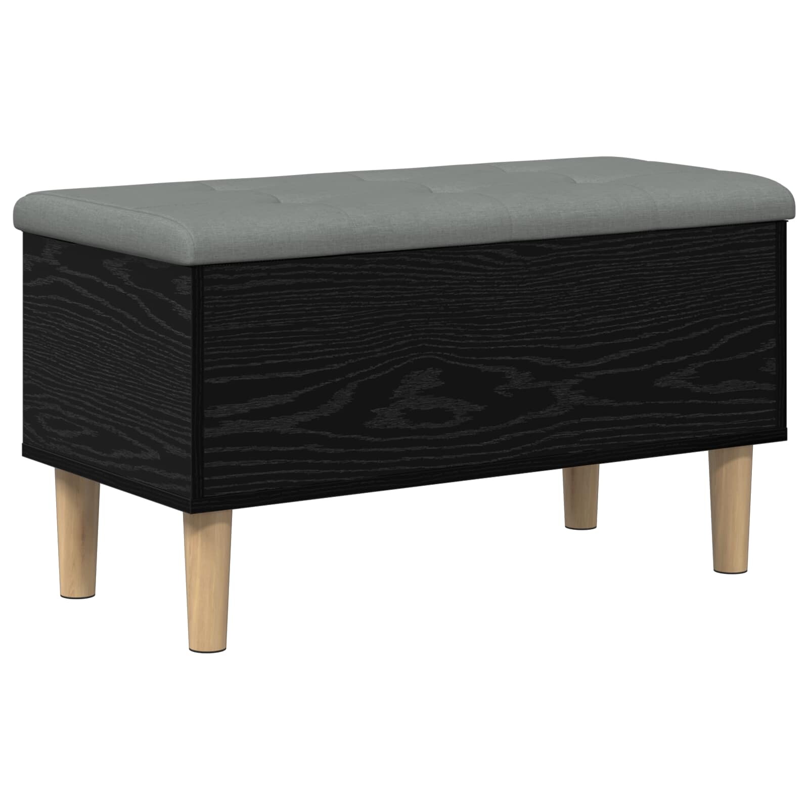 vidaXL Opbergbank met kussen Zwart eiken 82 x 42 x 46 cm Bewerkt hout vidaXL Opbergbank met kussen Zwart eiken 82 x 42 x 46 cm Bewerkt hout afbeelding 1